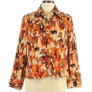 Christopher & Banks Retro 70's Hippie‎ Shirt Shaket Jacket Warm Calico Sz L